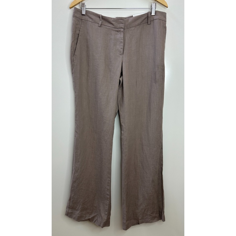 NEW LOFT 100% Linen Marisa Modern Trouser Pants Size 10 Taupe Wide Leg Office - Picture 11 of 11